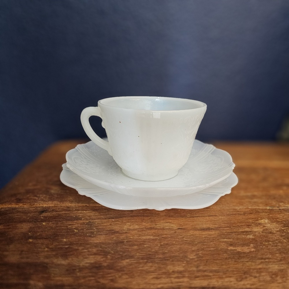 MacBeth Evans Glass AMERICAN SWEETHEART Monax Cup and Saucer Set
